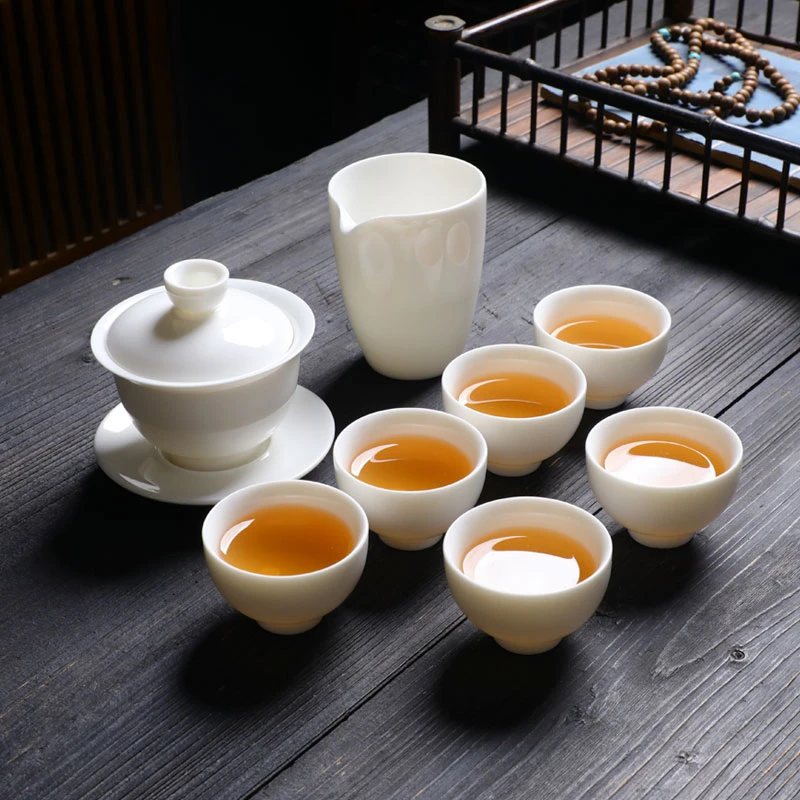 羊脂玉茶具套装