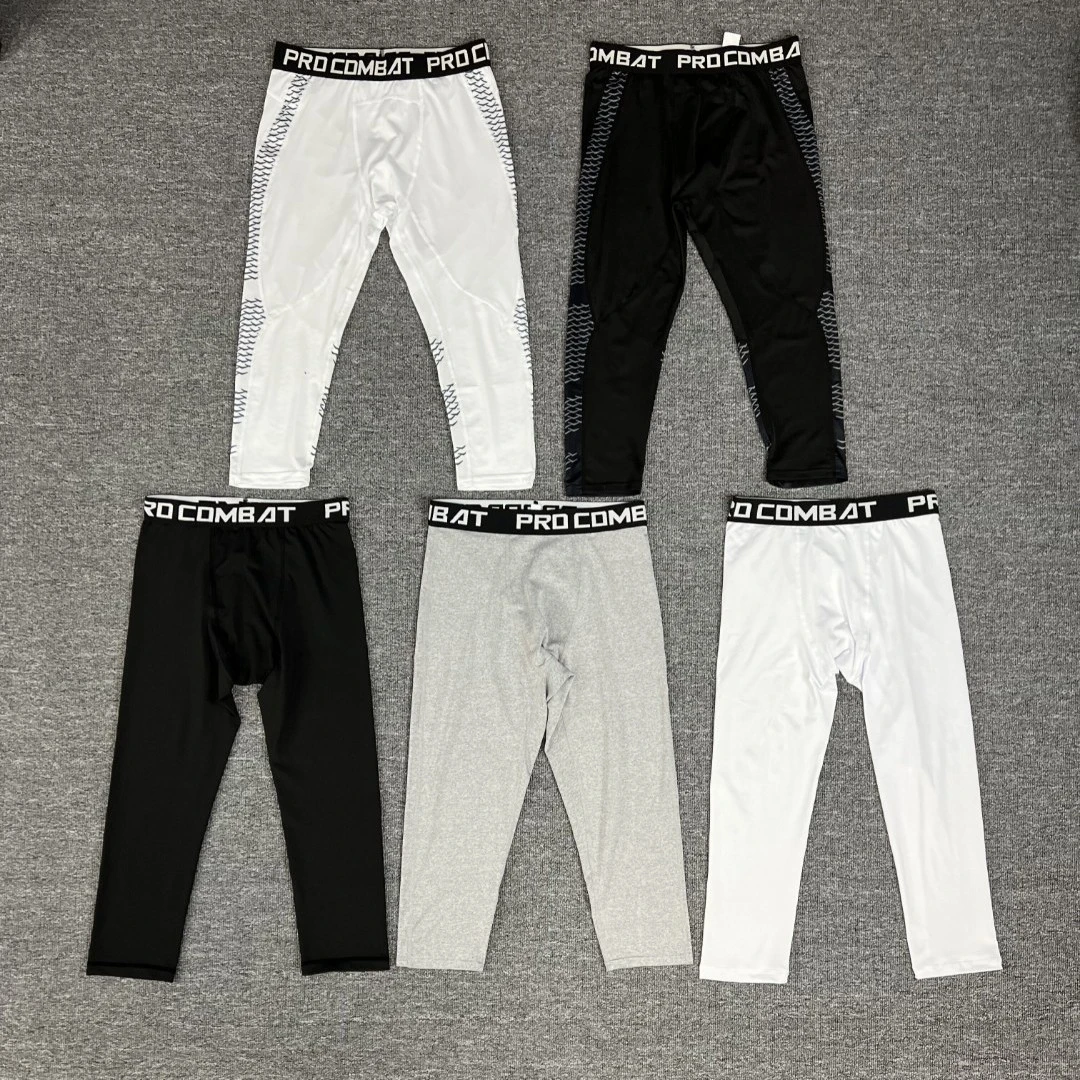 篮球紧身裤训练跑步健身压缩七分裤男透气高弹打底裤