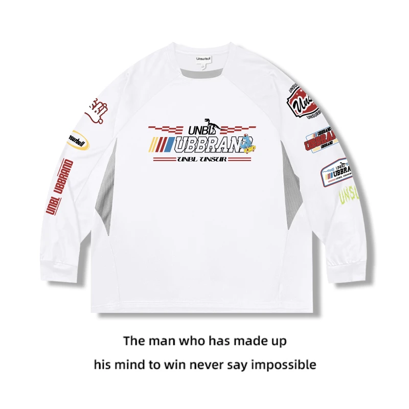 春秋赛车服骑行服撞色长袖男女运动训练投篮服跑步篮球健身美式