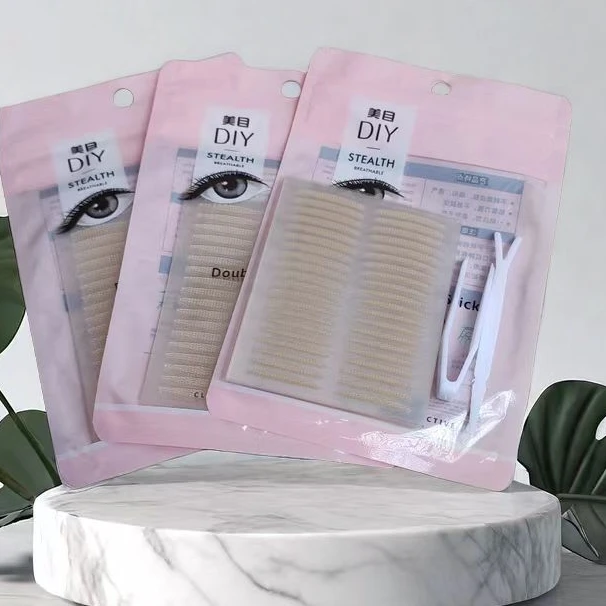 双眼皮贴无痕网状肉色单面美目贴橄榄形蕾丝防水内双肿眼泡隐形贴