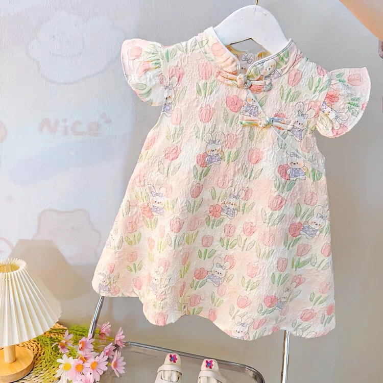 女童旗袍连衣裙夏装2024新款童装儿童夏季公主裙宝宝裙子女孩汉服