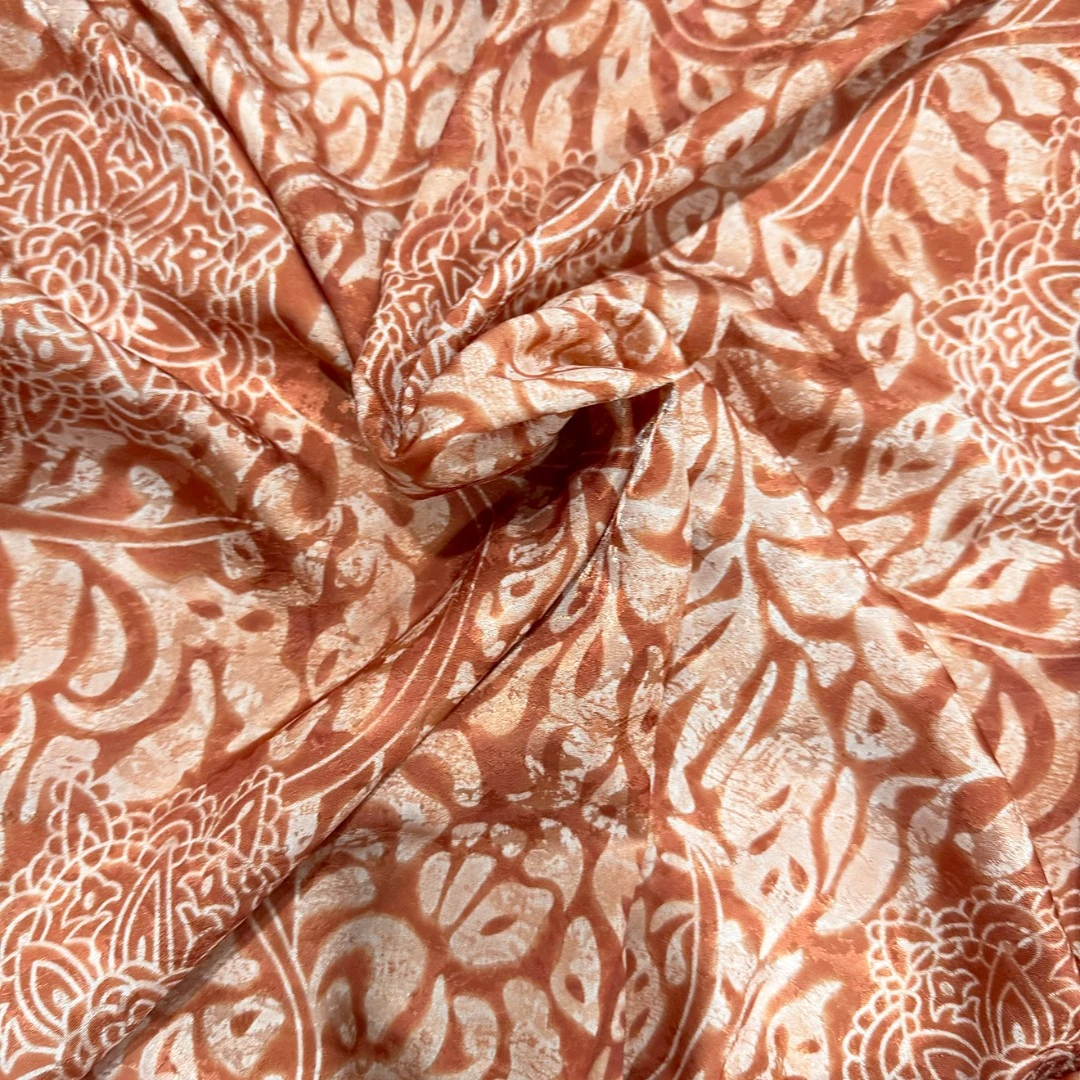 【4826】橙色阳离子提花云锦缎面料