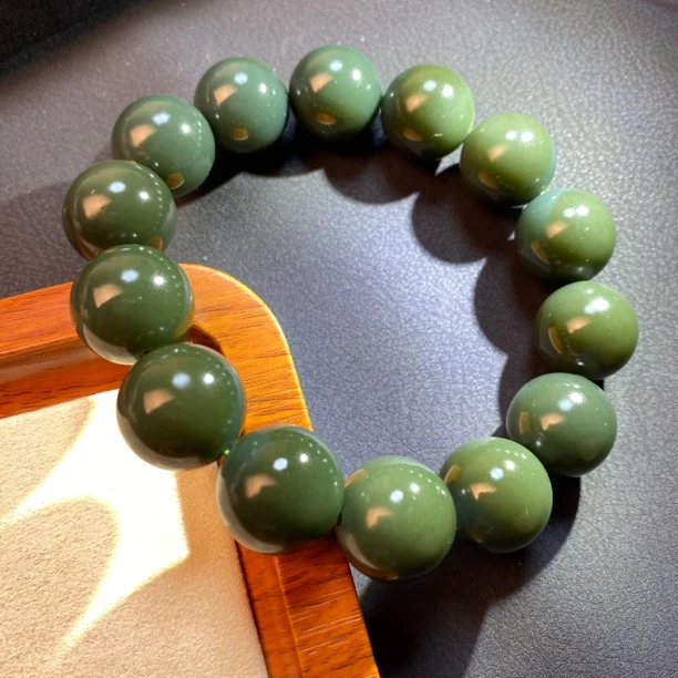 天然和田玉青海格尔木蓝青糖青一细手串16mm青玉单圈简约时尚百搭