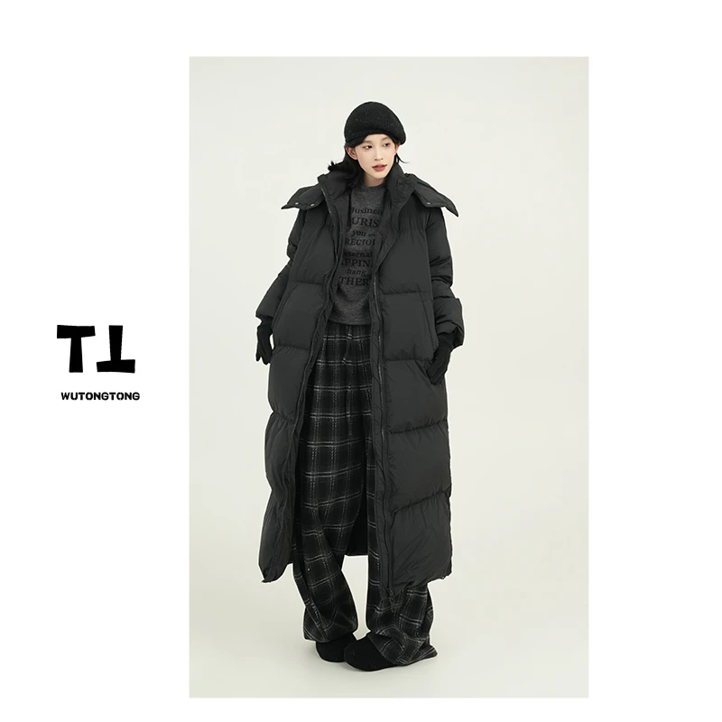 吴童童现货【芬兰漫雪】冬季连帽加厚羽绒服女过膝长款外套61409