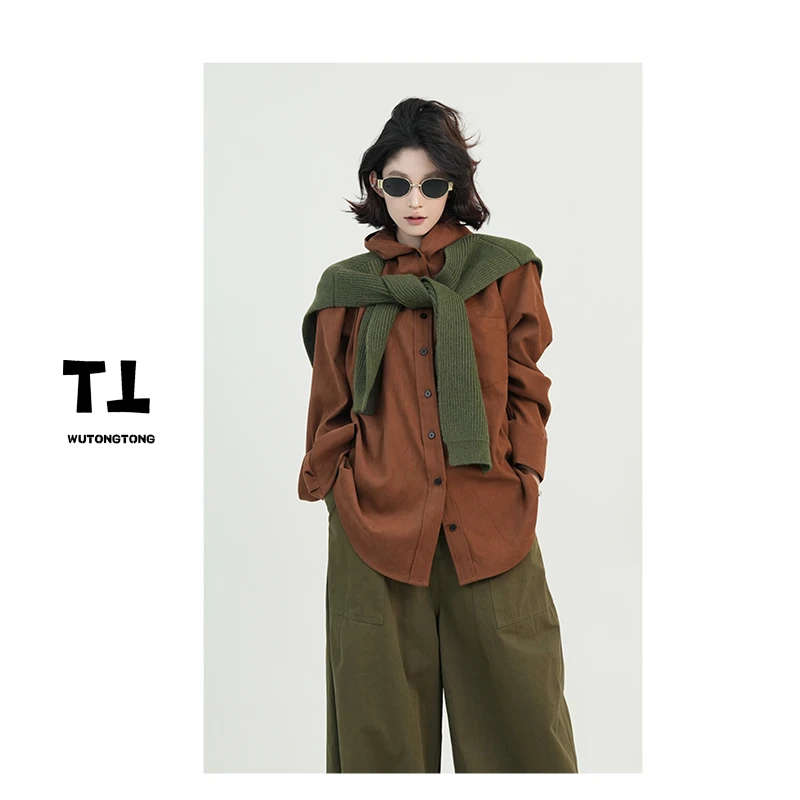 吴童童现货【怪趣游戏】秋季长袖衬衫女百搭宽松韩版连帽衬衣61063