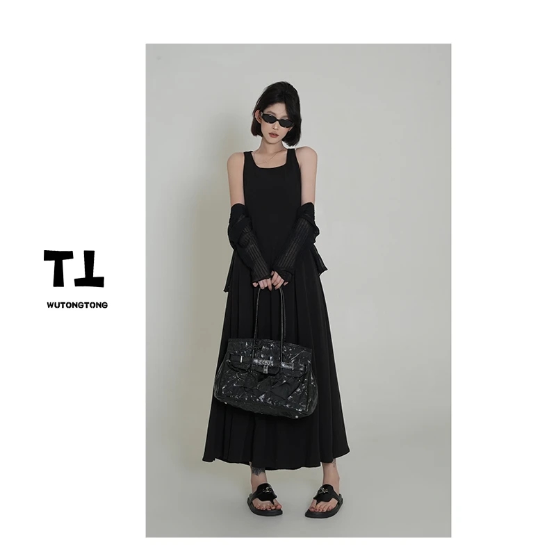 现货【奇幻胶囊】长款无袖背带裙女宽松过膝大版休闲连衣裙60799