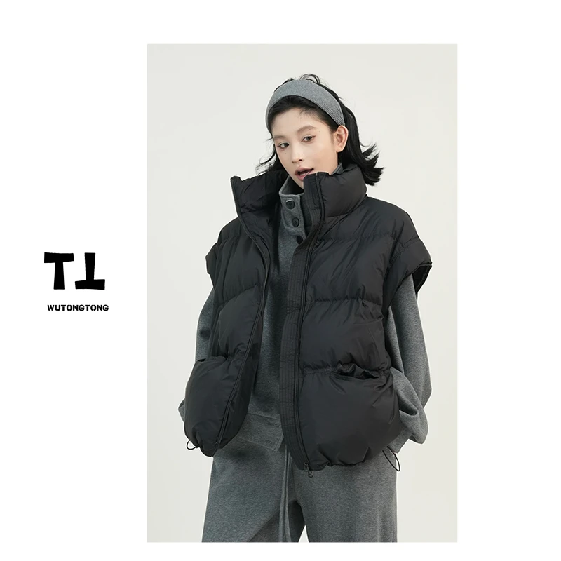 吴童童现货【浪漫之旅】秋冬立领白鸭绒无袖羽绒服女短款马甲61339