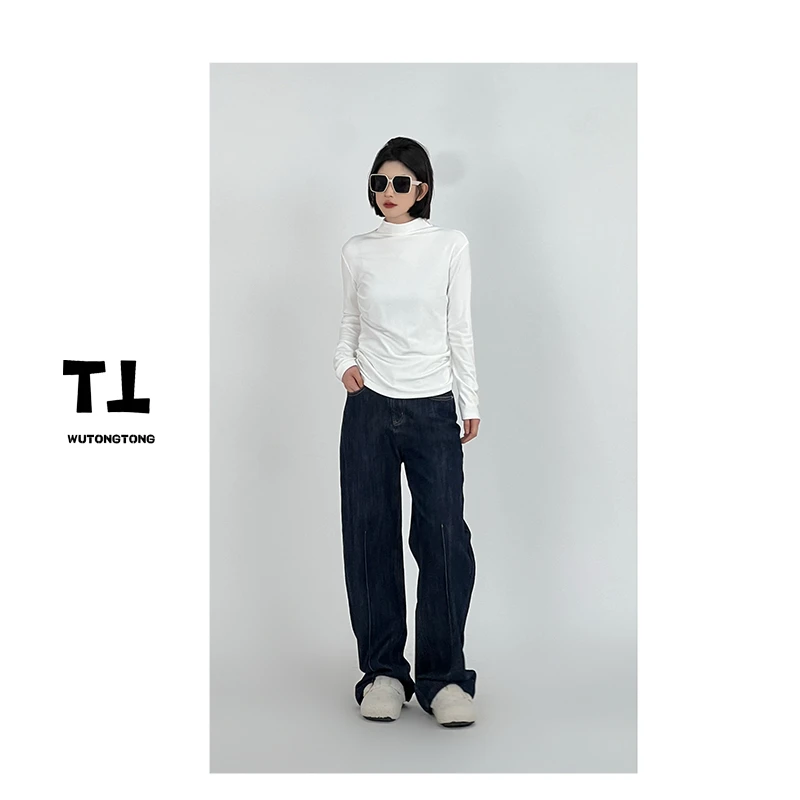 【灵感画像】吴童自制长袖T恤衫女高领百搭显瘦休闲打底衫上衣60235
