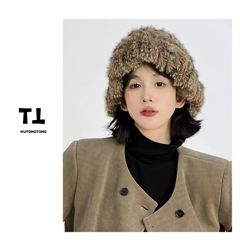 现货【莫妮卡】卡色毛毛帽子加厚百搭秋冬季保暖毛绒休闲帽子6379