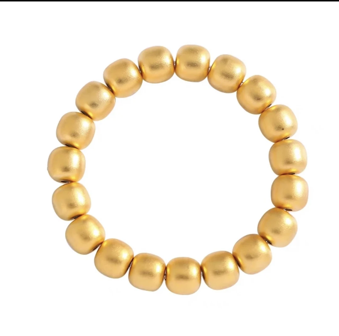 合金手链 【卡10老型珠手串】时尚古法简约气质金色单圈