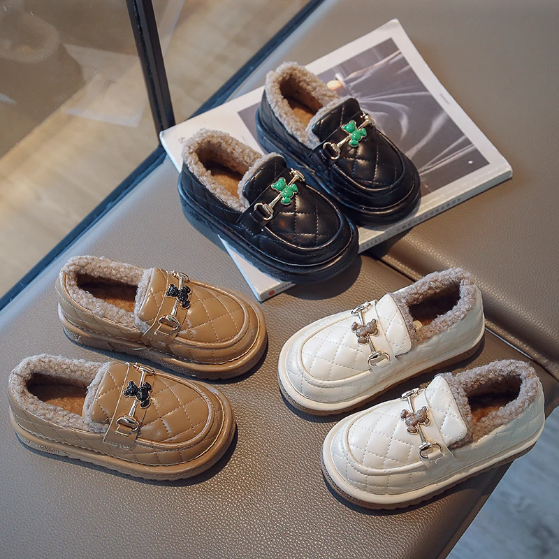 儿童冬季保暖加厚防滑软底外穿包跟棉鞋男女童棉鞋时尚公主鞋子