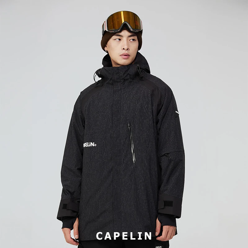 CAPELIN滑雪衣休闲秋冬拼接撞色拼色滑雪衣运动时尚防水连帽宽松