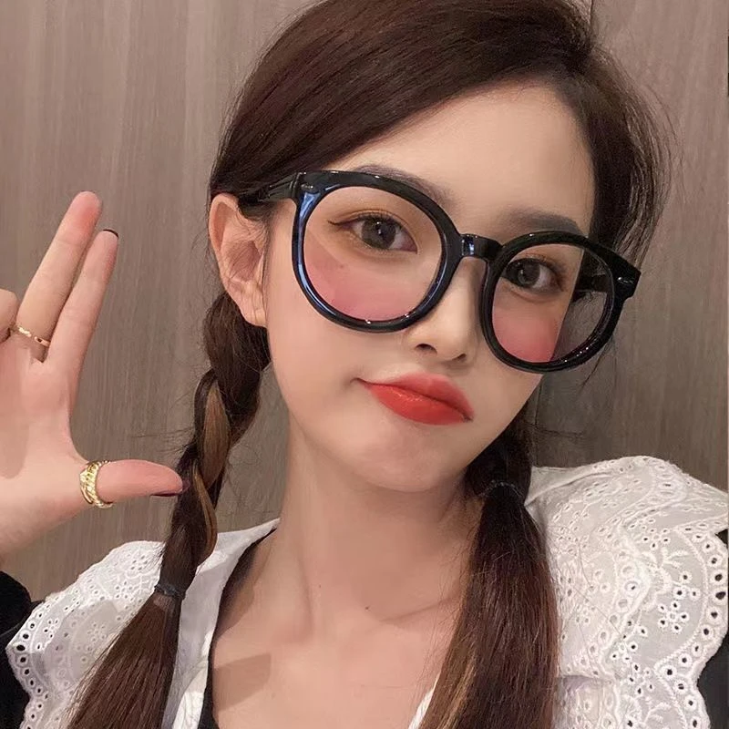 2023新款腮红眼镜女渐变显脸小神器大框素颜眼镜可配近视镜圆框
