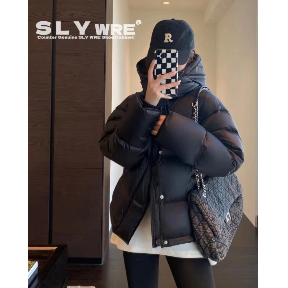 【花】肯豆带帽短款连帽设计款宽松小个子白鸭绒加厚冬季外套