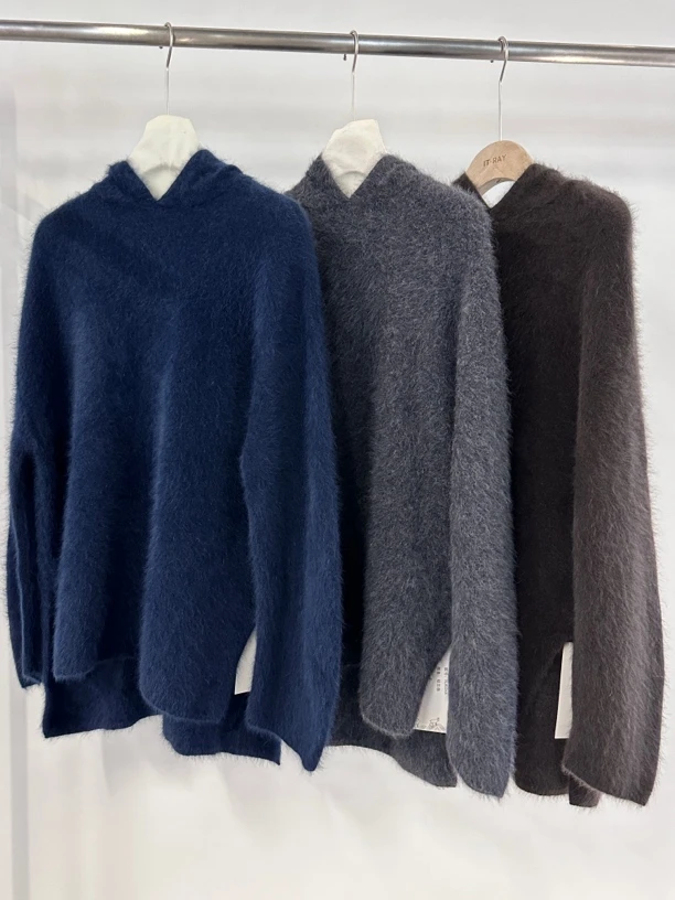 连帽宽松狐狸绒毛衣004