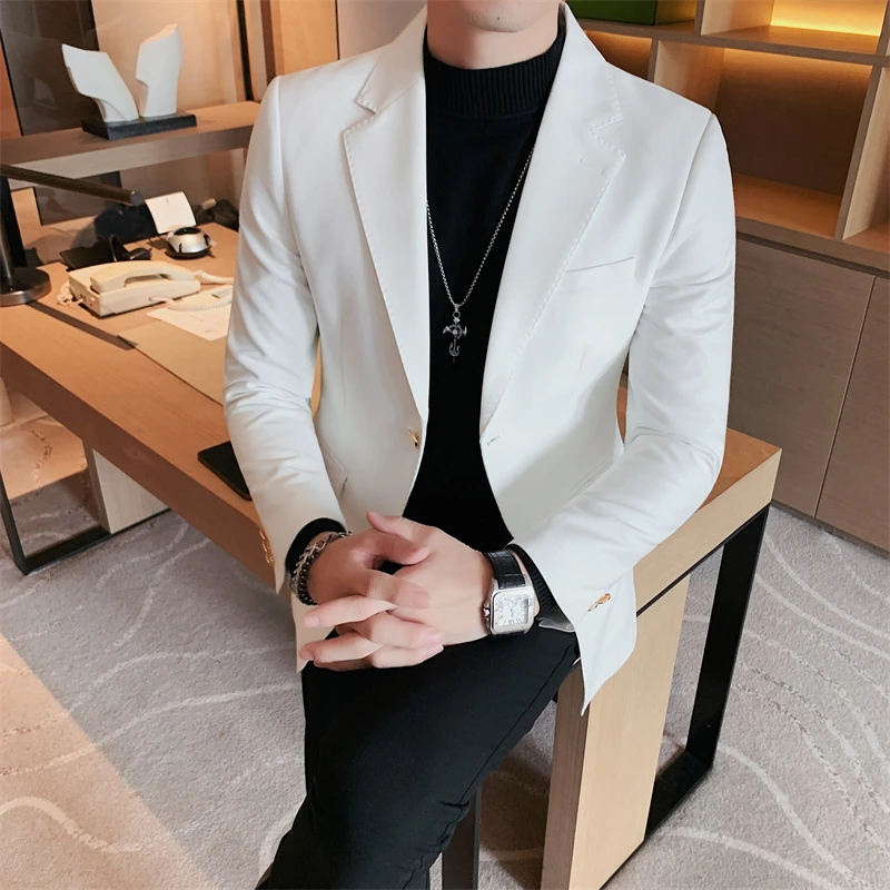 男士西装外套2023新款高级感百搭商务单西上衣英伦风修身休闲西服