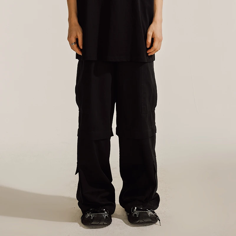 dmnic黑色可拆卸工装裤