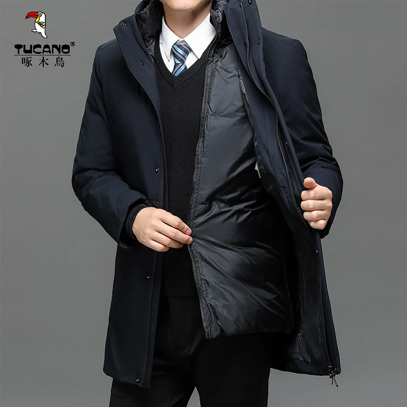 TUCANO/啄木鳥棉衣男中长款加厚棉服2023冬季中年爸爸装外套棉袄