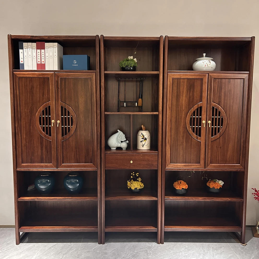 【CMX】新中式8531-1乌金木实木书房书柜600/860/2320*380*2060