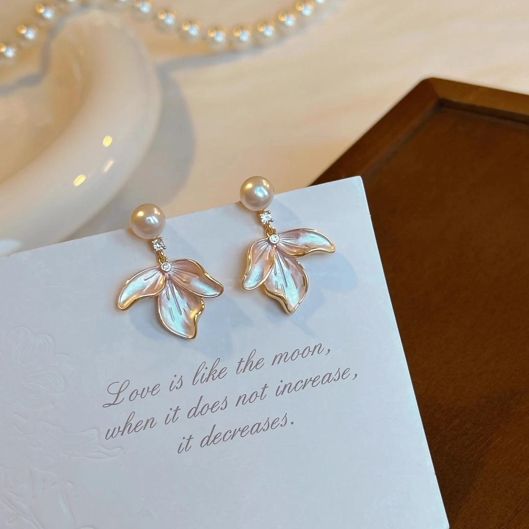 铜合金锆石耳饰 鲛人语/陌上花开珍珠高级感耳钉轻奢气质小众耳饰