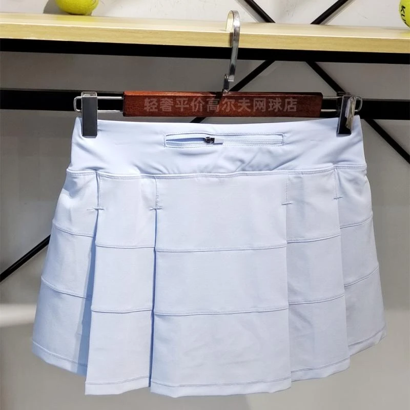 三褶超簿冰感蓝紫短裙运动网球裙女防走光翻领背心夏速干无袖套装