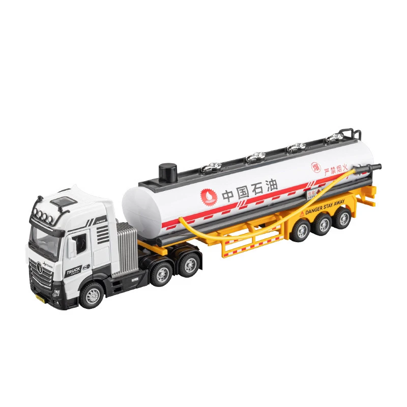 拖头油罐车运油车运输车挂车拖车声光回力合金车