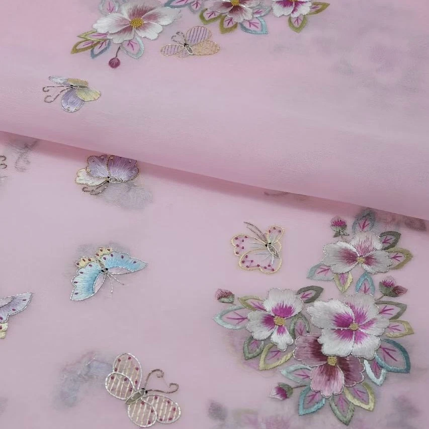 [高品混纺面料}手工刺绣 织锦缎  可做旗袍  上衣 马甲等