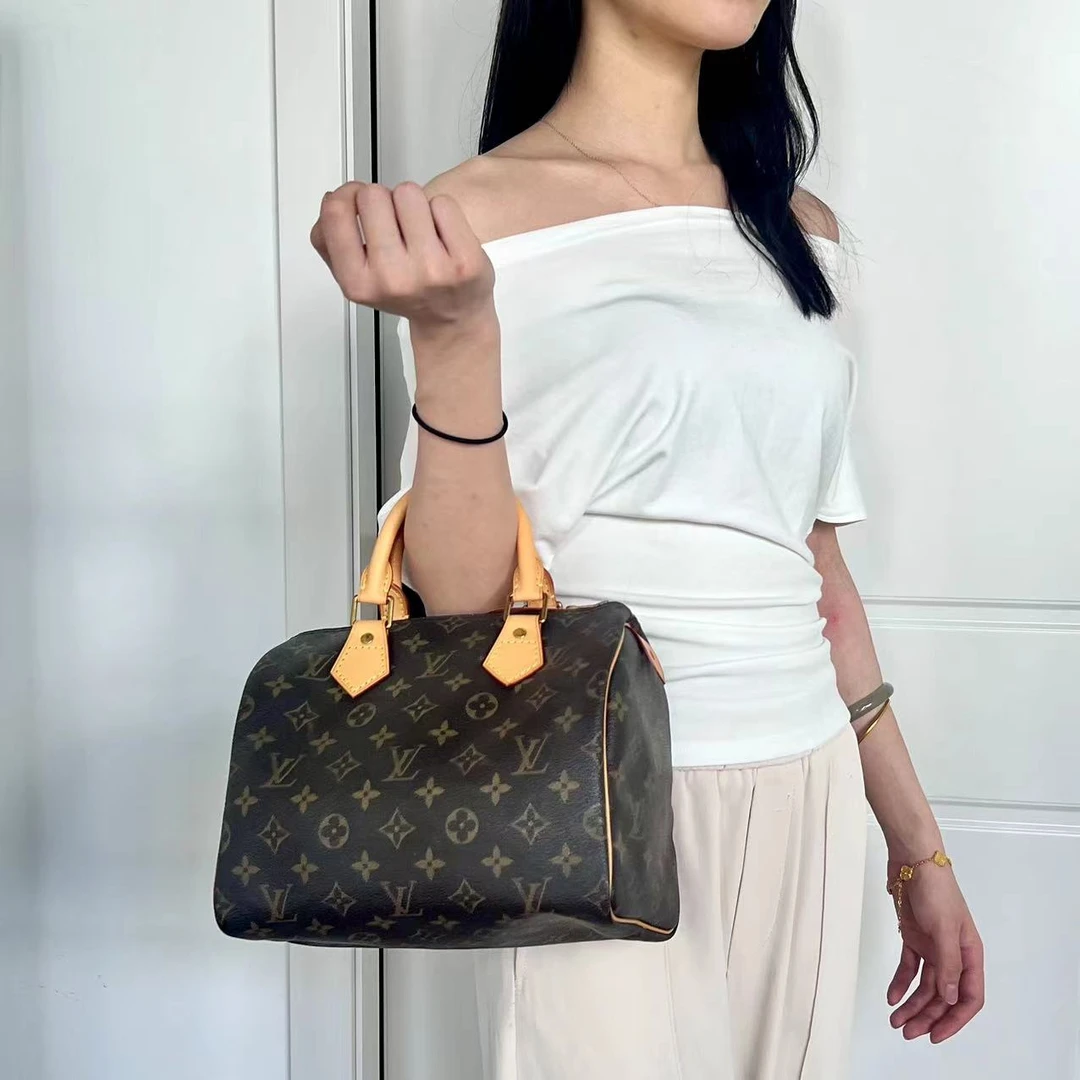95新 LouisVuitton/路易威登 且曼中古专属/speedy25枕头包/全原