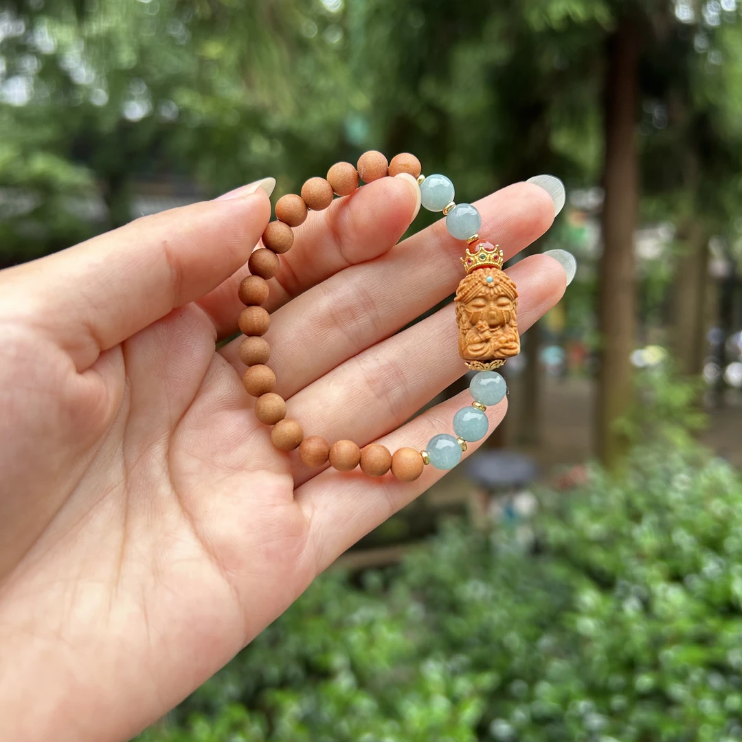 非金属木质手链 非金属木质手链 杭州新款 蓝水扎基檀小木单圈手