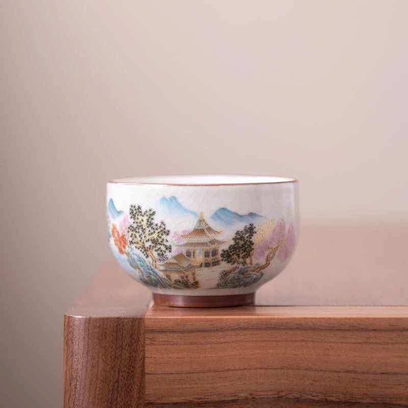 X072-汝窑青山铜钱禅定杯GSTC