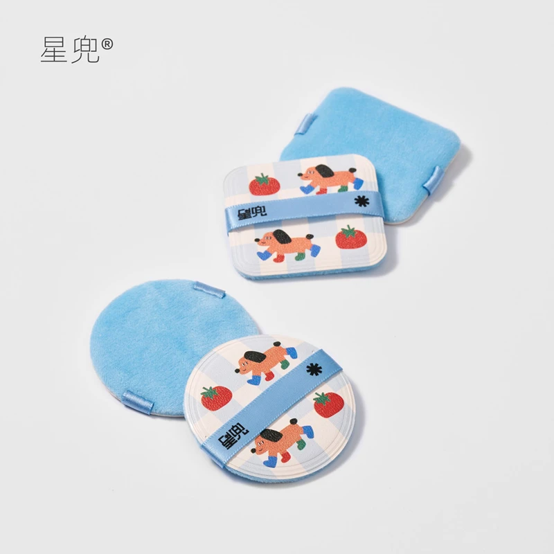 星兜茸茸短绒粉扑 轻薄 取粉力强 粉饼替换植绒粉扑4片 番茄小狗