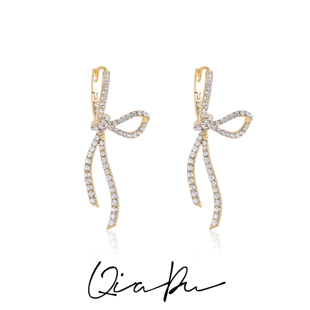 铜合金合成锆石耳饰 A03591【蝶舞】蝴蝶吊坠耳扣