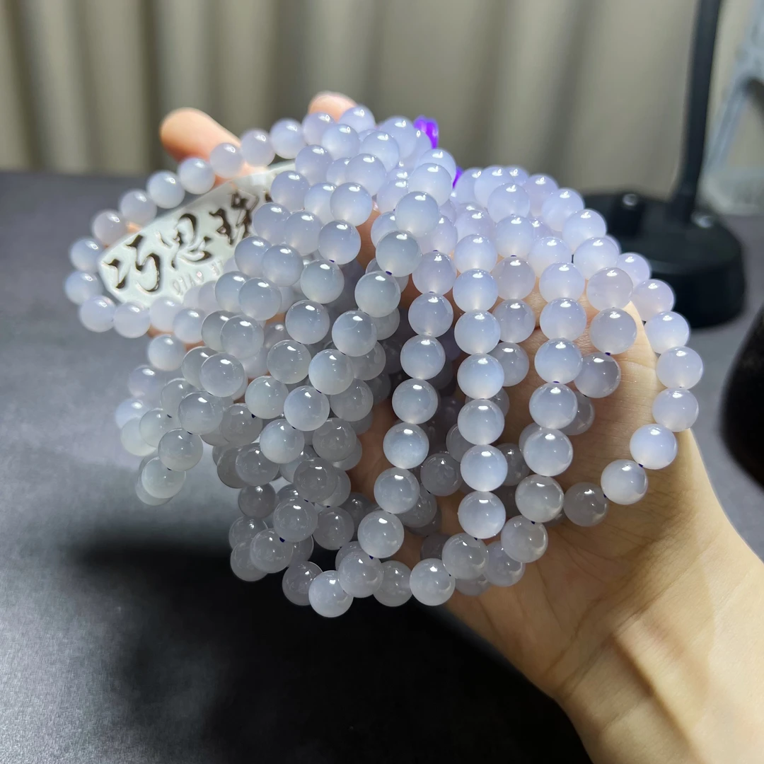 【高冰烟紫起荧起猫】7.5-8mm天然和田玉青海老料拍一发一多样性发