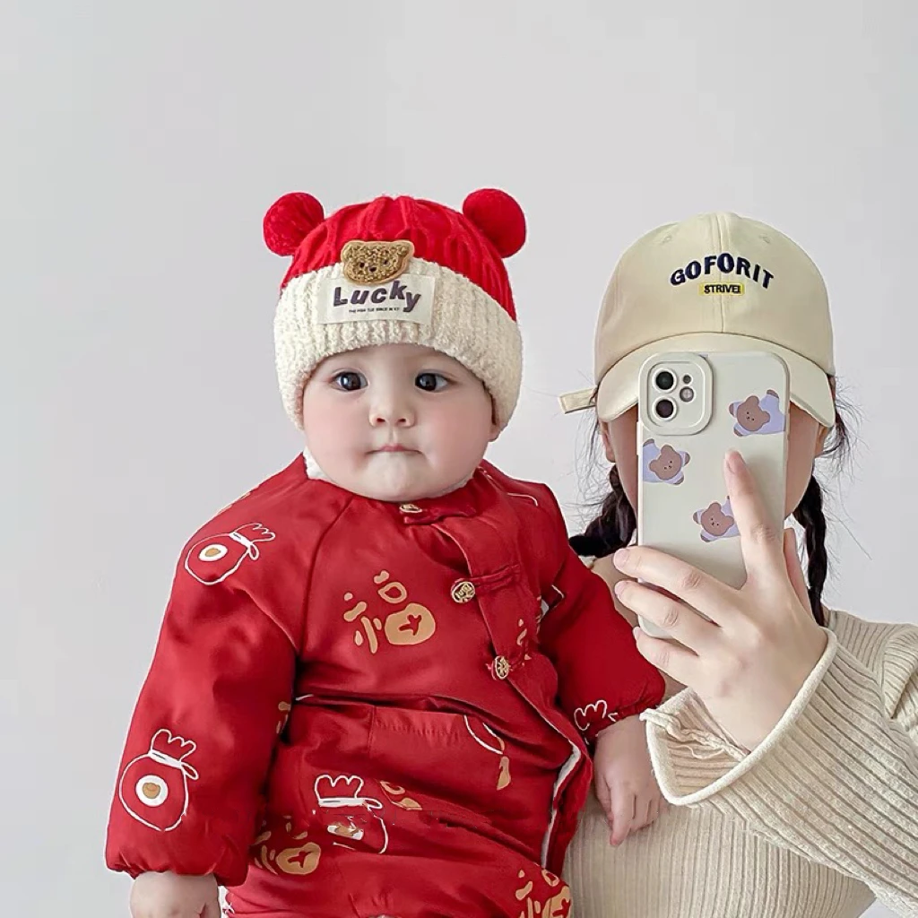 婴儿帽子宝宝秋冬款针织毛线帽男女童保暖加厚可爱超萌套头护耳帽
