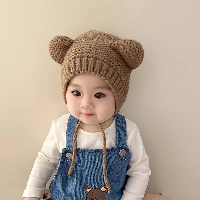 婴儿帽子秋冬新款宝宝可爱超萌套头帽婴幼儿保暖男女童护耳毛线帽