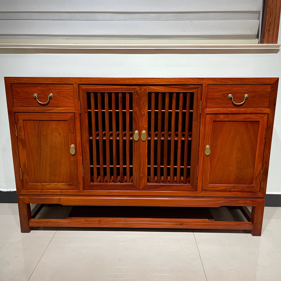 【纯刺猬紫檀多功能餐边柜】国标红木花梨木新中式素面储物柜收纳柜