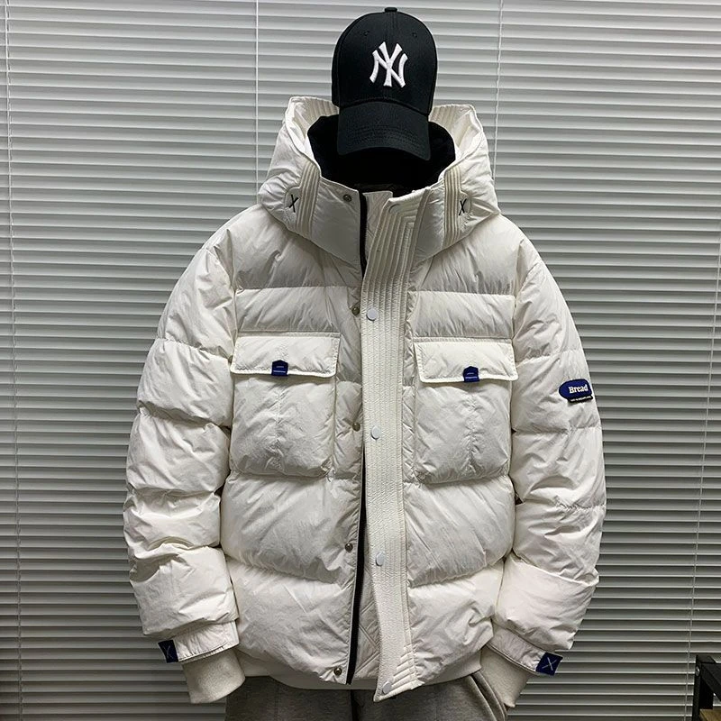 2023冬季新款工装连帽短款羽绒服男士休闲宽松百搭潮牌派克服外套