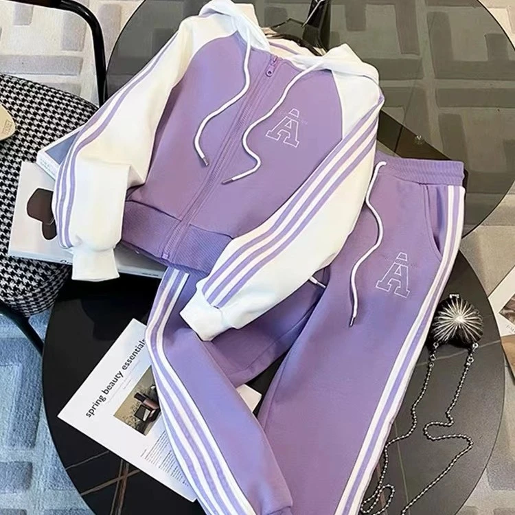 〖ANDI〗订制秋款女童中大童韩版A字母休闲连帽套装765