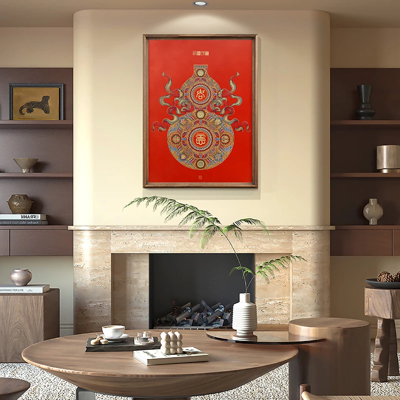 黄铜80*60cm《如意吉祥》入户玄关福禄吉祥客厅正对面过道壁画大气