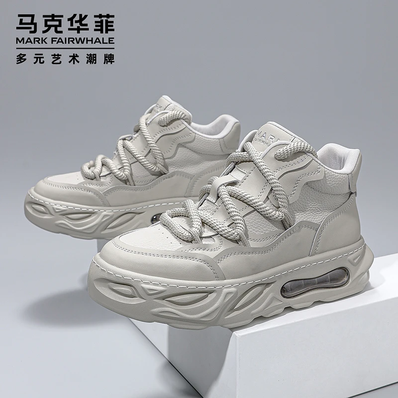 马克华菲男鞋2025新款气垫厚底增高面包鞋男士高帮板鞋中帮老爹鞋
