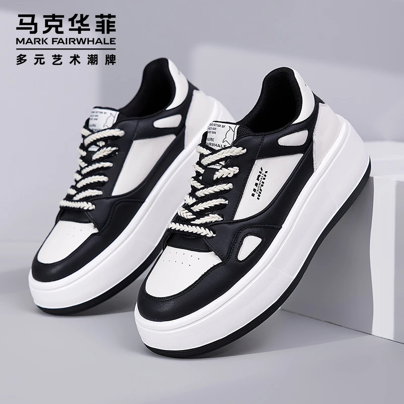 马克华菲男鞋2025新款秋季百搭小白鞋男士潮牌增高板鞋运动休闲鞋