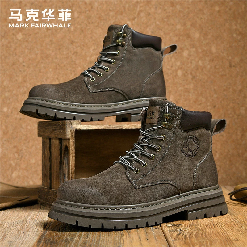 马克华菲马丁靴男款2025新款百搭男士英伦风真皮皮靴厚底工装男靴