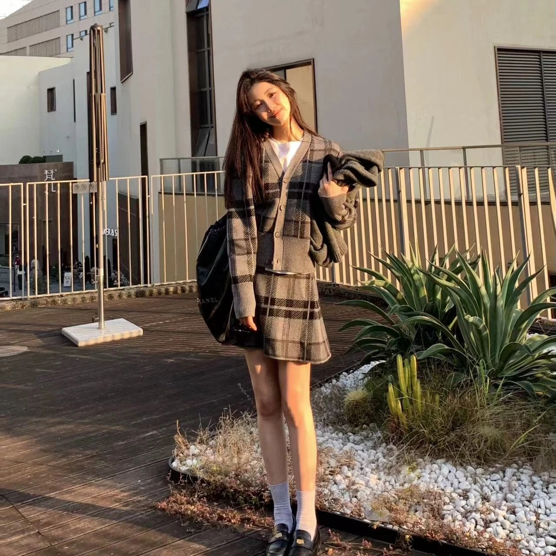 ROMI STUDIO高定系列~灰格毛衣套装M2527/M2649