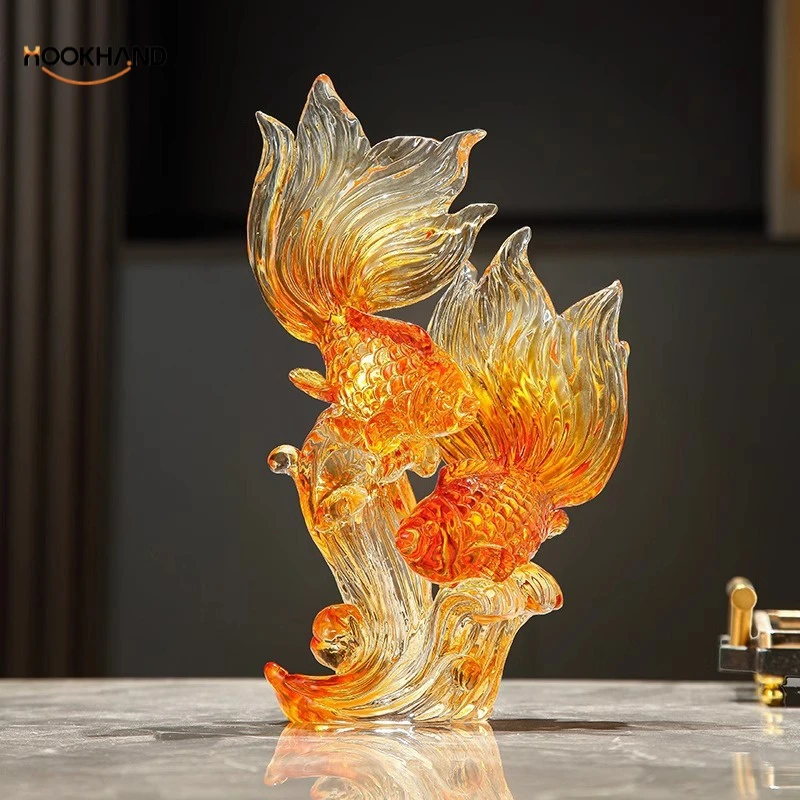 年年有余水晶锦鲤摆件轻奢高档电视柜客厅家居装饰酒柜高级工艺品