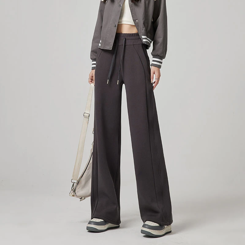 秋冬baby绒休闲运动卫裤高腰显瘦修饰腿型垂感外穿跑步训练阔腿裤