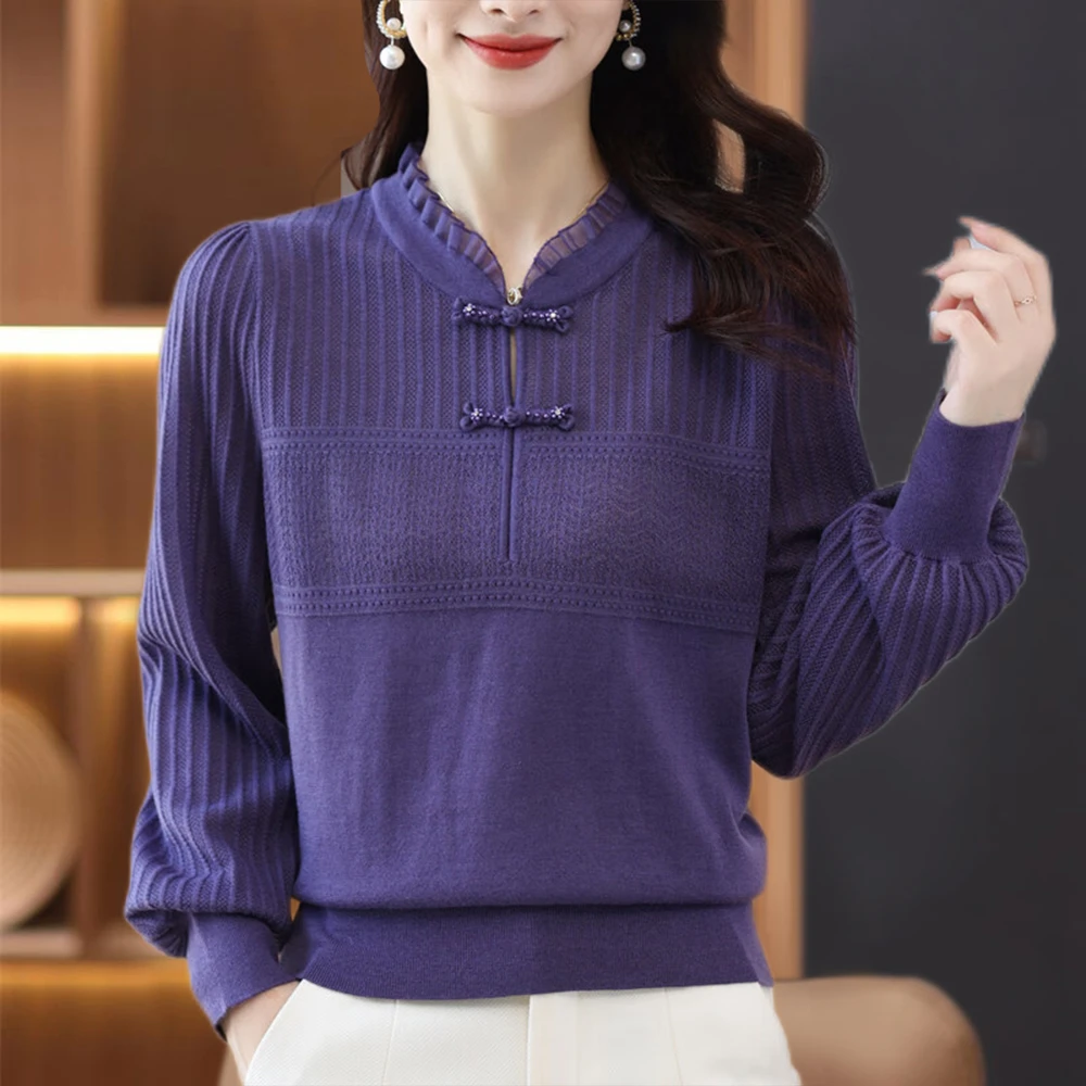 2388 复古针织衫女秋冬新款毛衣百搭打底洋气上档次上衣民族风