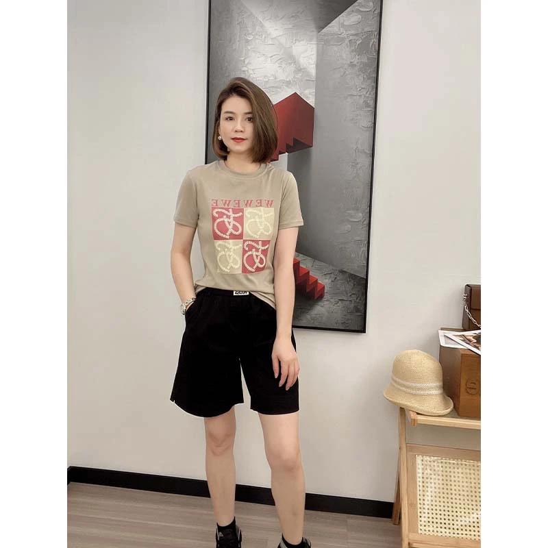 【现货】T恤女款爆款新款圆领显瘦百搭休闲高品质面料印花减龄时尚