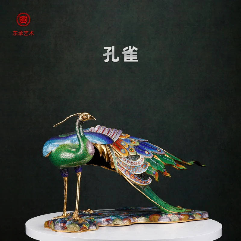 东承艺术铜胎掐丝珐琅(景泰蓝) 孔雀 摆件 玄关摆件 前程似锦