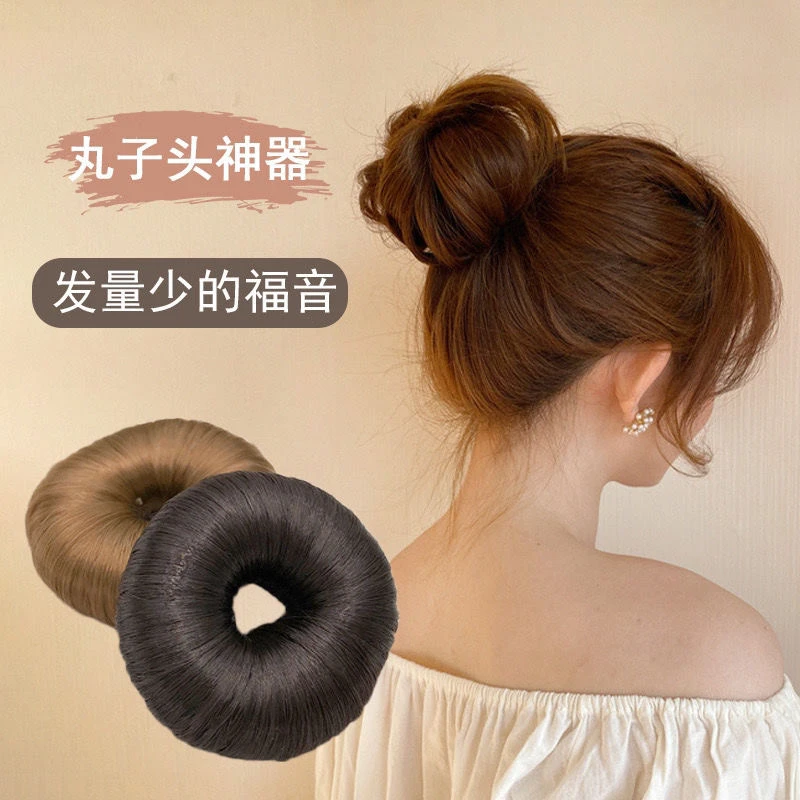 韩版升级版甜甜圈女孩丸子头盘发器（送金叶子2支）安可拉红色发饰