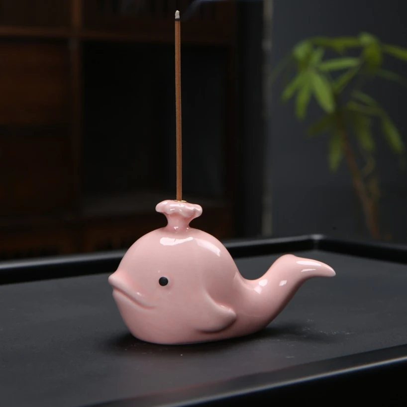 喷水萌鲸鲸鱼线香插陶瓷线香炉家用室家用室内持久留全季桂花香薰